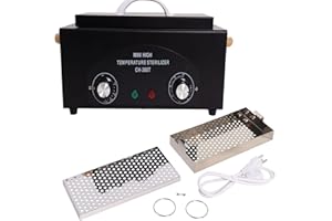 HAQQI Sterilizer for Nail Tools High Temperature Metal Cleaning 2L Tattoo Equipment High Temp for Spa Salon Barber Shops Salon Hairdressing Tool Earrings Dry Heat Multi-functional with Timer Manicure Black