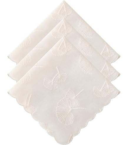 HOULIFE Lot Mouchoirs Coton Doux Blanc Pur Femme – Bord Ondulé Élégant, 100% Coton 60S, Idéal Mariage & Quotidien