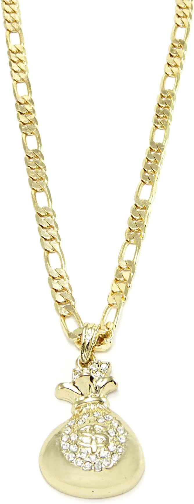 NIDABI MAN Gold Look $$ Money Sack Pendant Chain Necklace 61 cm CS10143G