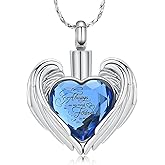 Hearbeingt Heart Cremation Jewelry Crystal Urn Necklace for Ashes Stainless Steel Heart Keepsake Pendant Memorial Urn Jewelry Gifts for Women Men