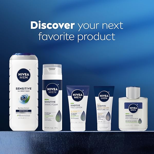NIVEA MEN SENSITIVE BODY WASH WITH BAMBOO EXTRACT, MOISTURIZING BODY WASH FOR SENSITIVE SKIN, SOAP FREE SHOWER GEL FOR MEN WITH NO DRYING ALCOHOL, 16.9 FL OZ BOTTLE