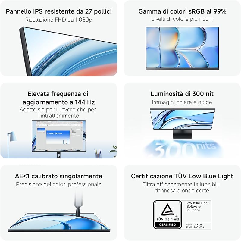 Monitor Gaming 27 Pollici, FHD 144Hz, Free Sync, IPS, P27FDA-RAGL
