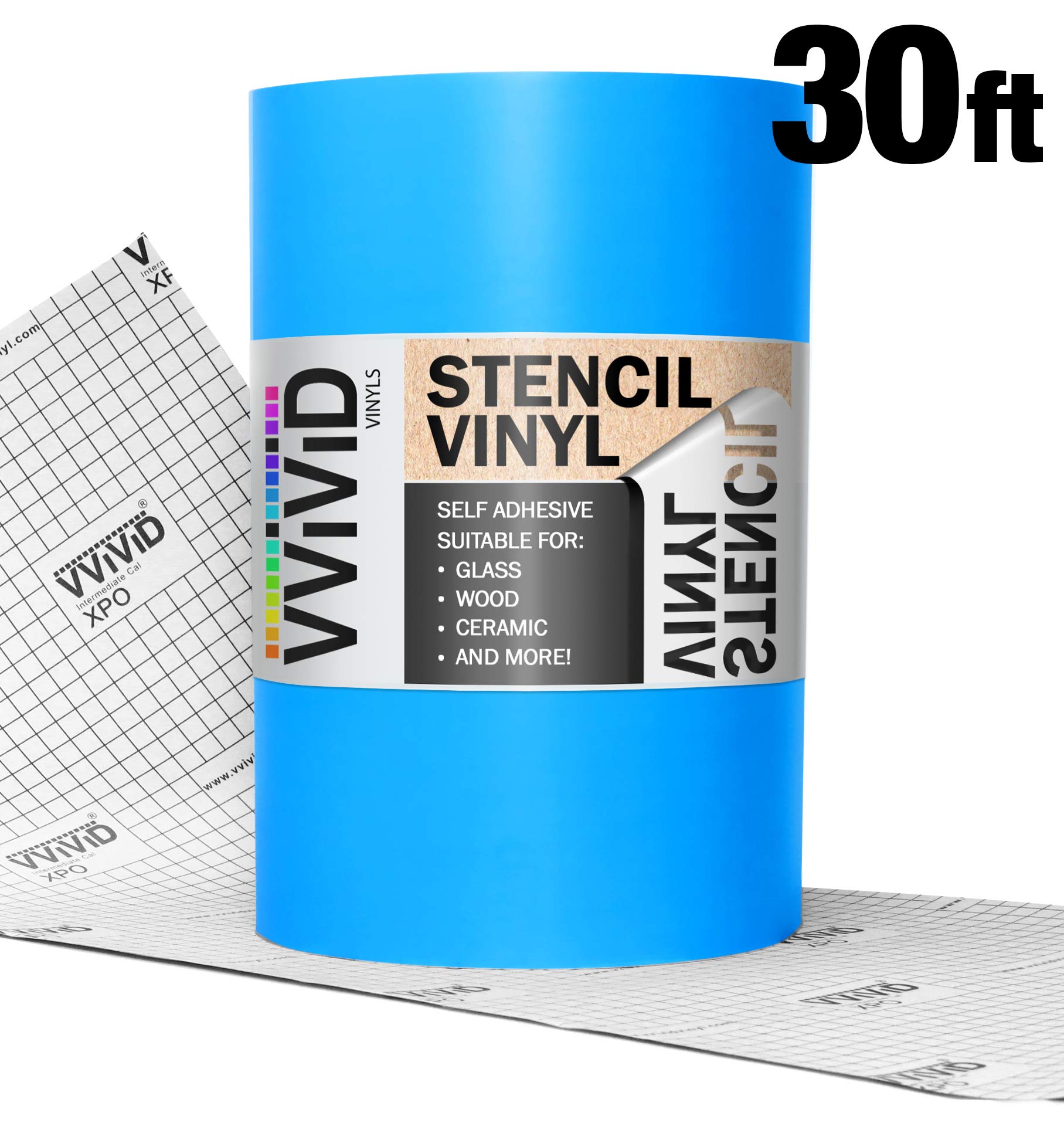 VViViD Blue LowTack Adhesive Vinyl Stencil Masking Film Roll 24in x