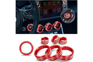 Polodunn Interior Accessories Compatible with Toyota GR86 & Subaru BRZ 2021 2022 2023 2024 2025 - A/C, Volume, Rearview Mirror Knob Cover, Push Start Button, Aluminum Alloy Decorative 7Pcs/Set (Red)