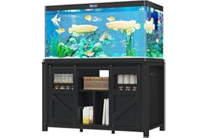 YITAHOME 120 Gallon Fish Tank Stand with Power Outlets, Heavy Duty Large Aquarium Stand with Barn Door, Reptile Tank Turtle Terrariums Table for Fish Tank Accessories Storage,1100LBS Capacity