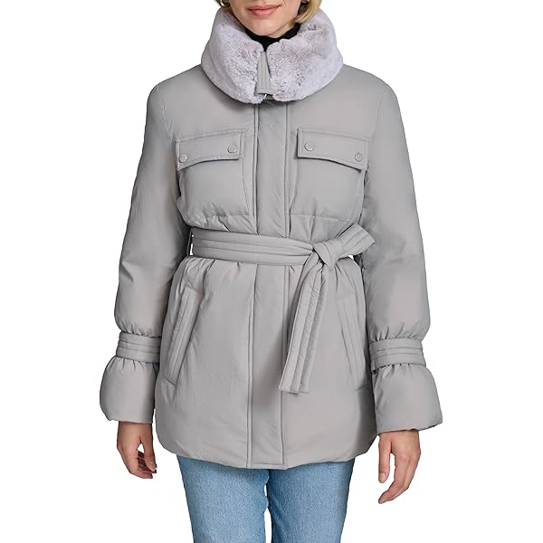 Amazon.com: Andrew Marc Ladies Long Stretch Parka (Lt Grey, XX