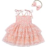 IDOPIP Toddler Baby Girls Tutu Dress Smocked Princess Strawberry Melon Birthday Party Dresses with Headband Cake Smash Outfit