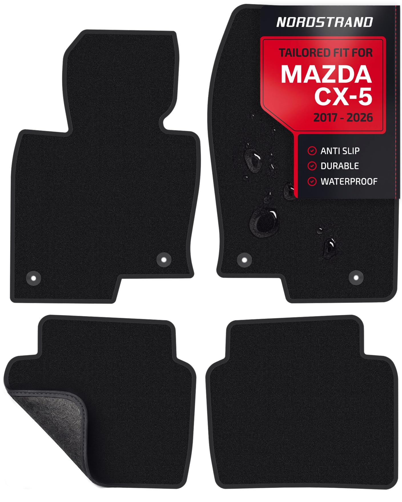 Photo 1 of Floor Mats for Mazda CX-5 2017-2026 - Tailored 3D Fit - Front & Rear Set of 4 - Anti-Slip Backing - 30oz Carpet Mat Heavy Duty - All Weather Car Liner Floormats