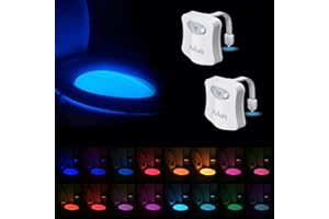 Ailun Toilet Night Light Motion Activated LED Light 16 Colors Changing Toilet Bowl Illuminate Nightlight for Bathroom Battery Not Included Perfect Decorating Combination with Faucet Light [2 Pack]