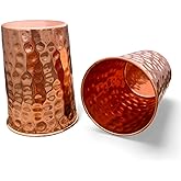 Siddhivinayak Overseas Set of 2 Hammmered Pure Copper Cups For Drinking Water Glasses Tumblers Glass for Ayurveda Health Benefits