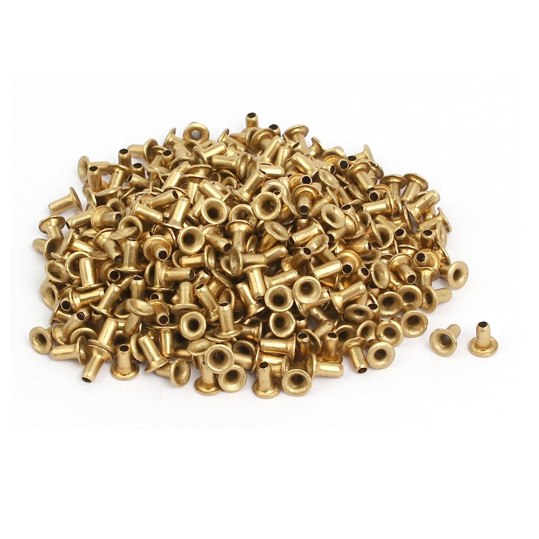 Sourcingmap 500pcs M2x4mm Brass Plated Metal Hollow Eyelets Rivets Gold Tone