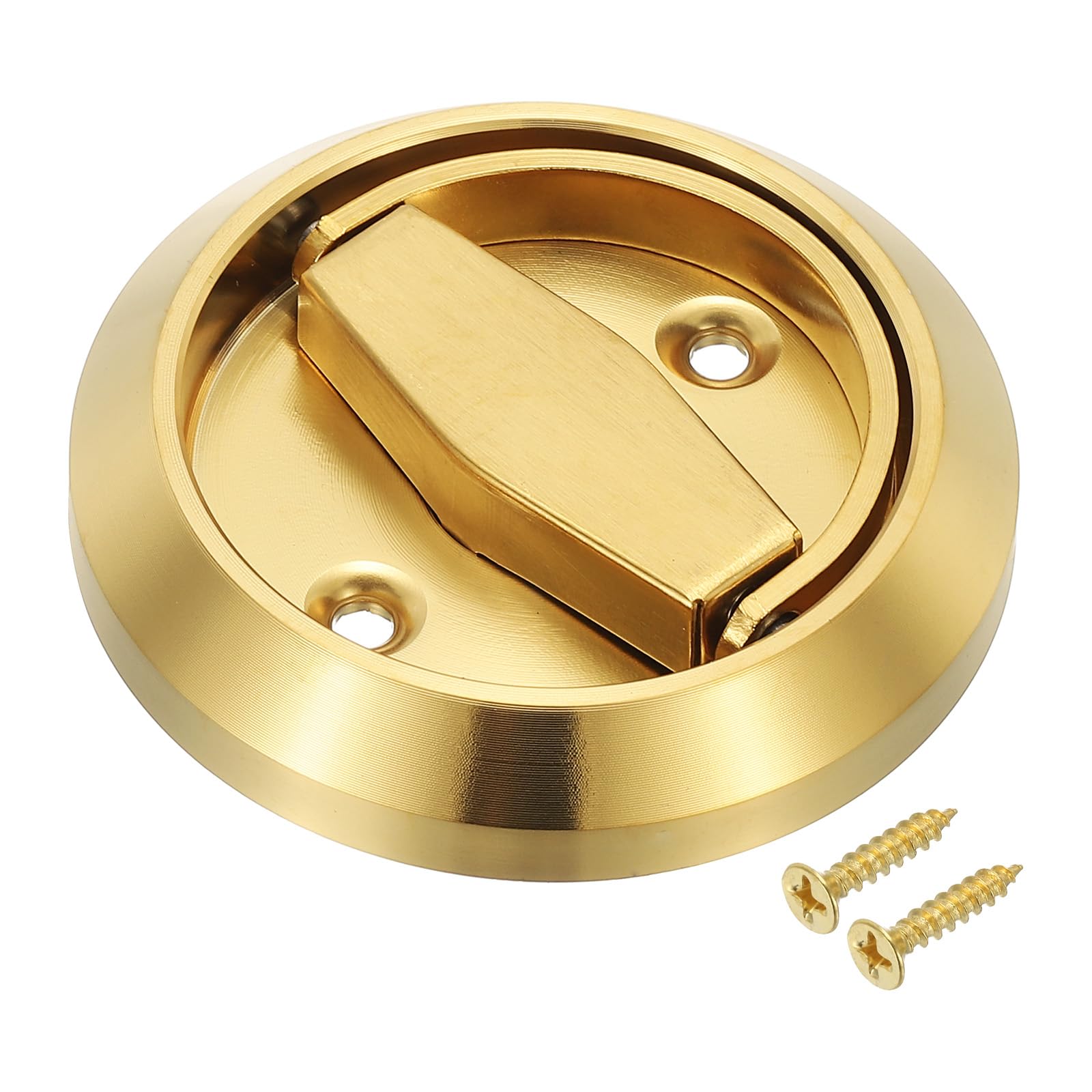 PATIKIL Recessed Sliding Door Pulls Handles 304 Stainless Steel Round Hidden Closet Finger Flush Knob with Screws for Door Drawer Wardrobe, Gold — image 1