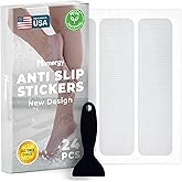 Anti-Slip Shower Stickers - Help Reduce Slipping in Bathtub & Shower, Clear Non-Slip Bath Strips, Strong Adhesive Bathtub Appliques Suitable for Homes with Kids, Adults & Seniors - 24 Pcs - Homergy