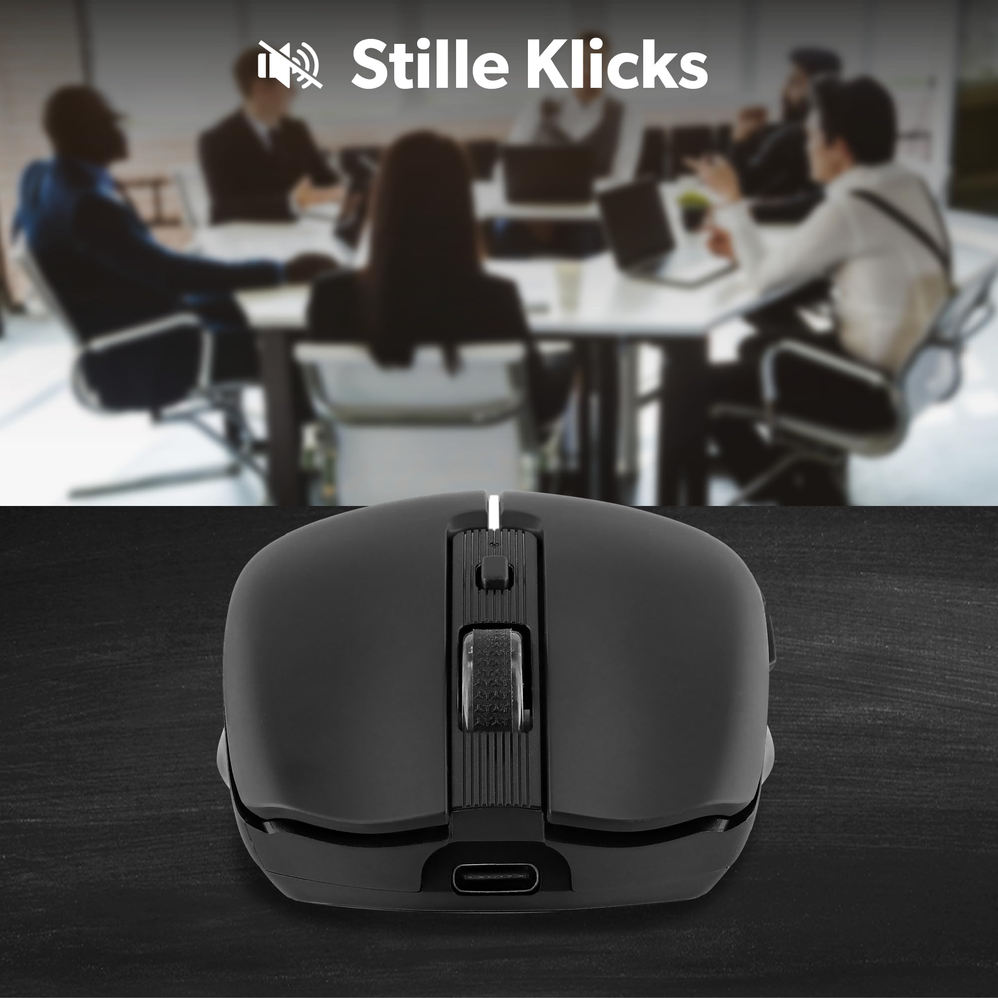 T'nB Kabellose Maus, Dual Mode Bluetooth und USB-A, Wiederaufladbar, Lange Akkulaufzeit, Leise, 1600 DPI Genauigkeit, 6 Tasten, Kompatibel mit Windows, Linus und MacOs - Schwarz 6