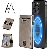 iwantit 3 in 1 MagSafe Wallet: Slim Bifold Money Clip - Smart Pop up Card Holder - Cash Strap, Mens Minimalist Magnetic Wallet, for Apple iPhone, ID Window, Premium Leather, RFID Blocking