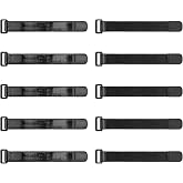 Trilancer Elastic Cinch Straps with Anti-Slip Strips, 9'' x 1.2'' (10 Pack) | Heavy Duty Multipurpose Hook and Loop Straps for Extension Cords, Cables, Ropes,Hoses, Bike, Pant Garters,Garage and Workshop