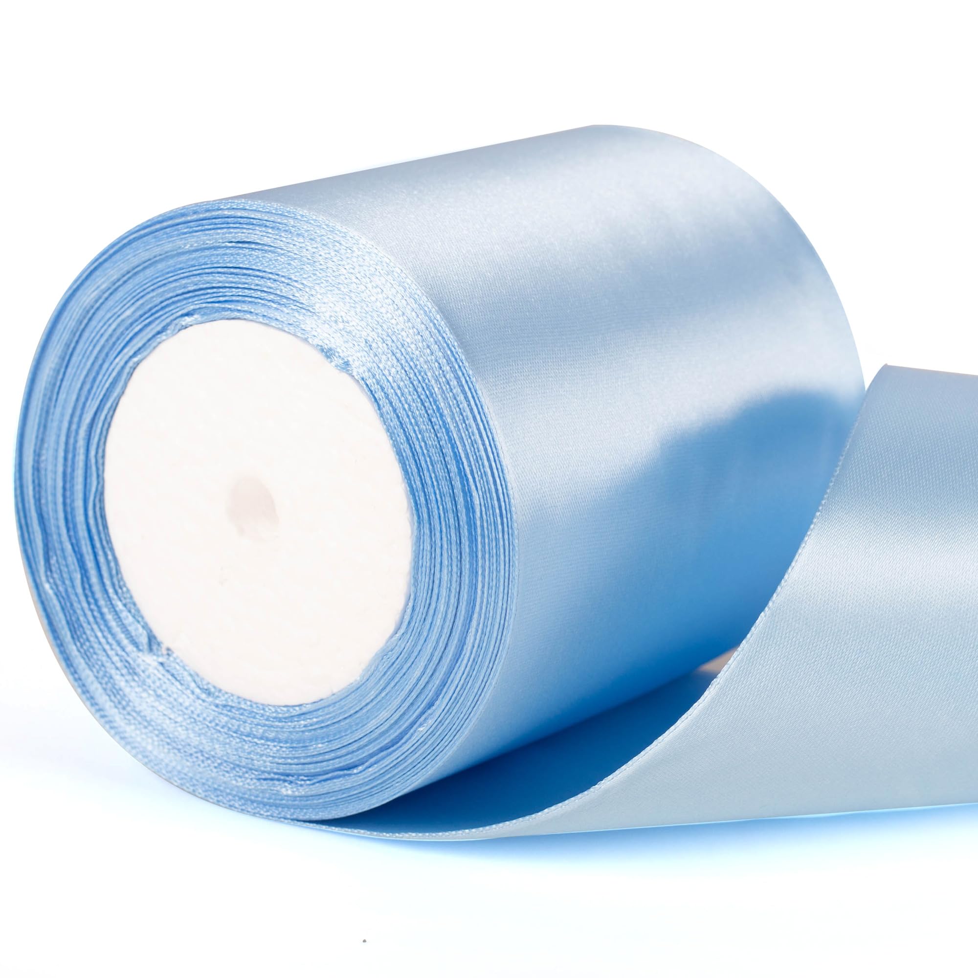 22m x 10cm Wide Baby Blue Ribbon, Light Blue Thick Wedding Car Ribbon for Gift Wrapping, Bouquet, Cake, Craft Decorations, Premium 4 Inch Florist Ribbons for Christmas Birthday Present