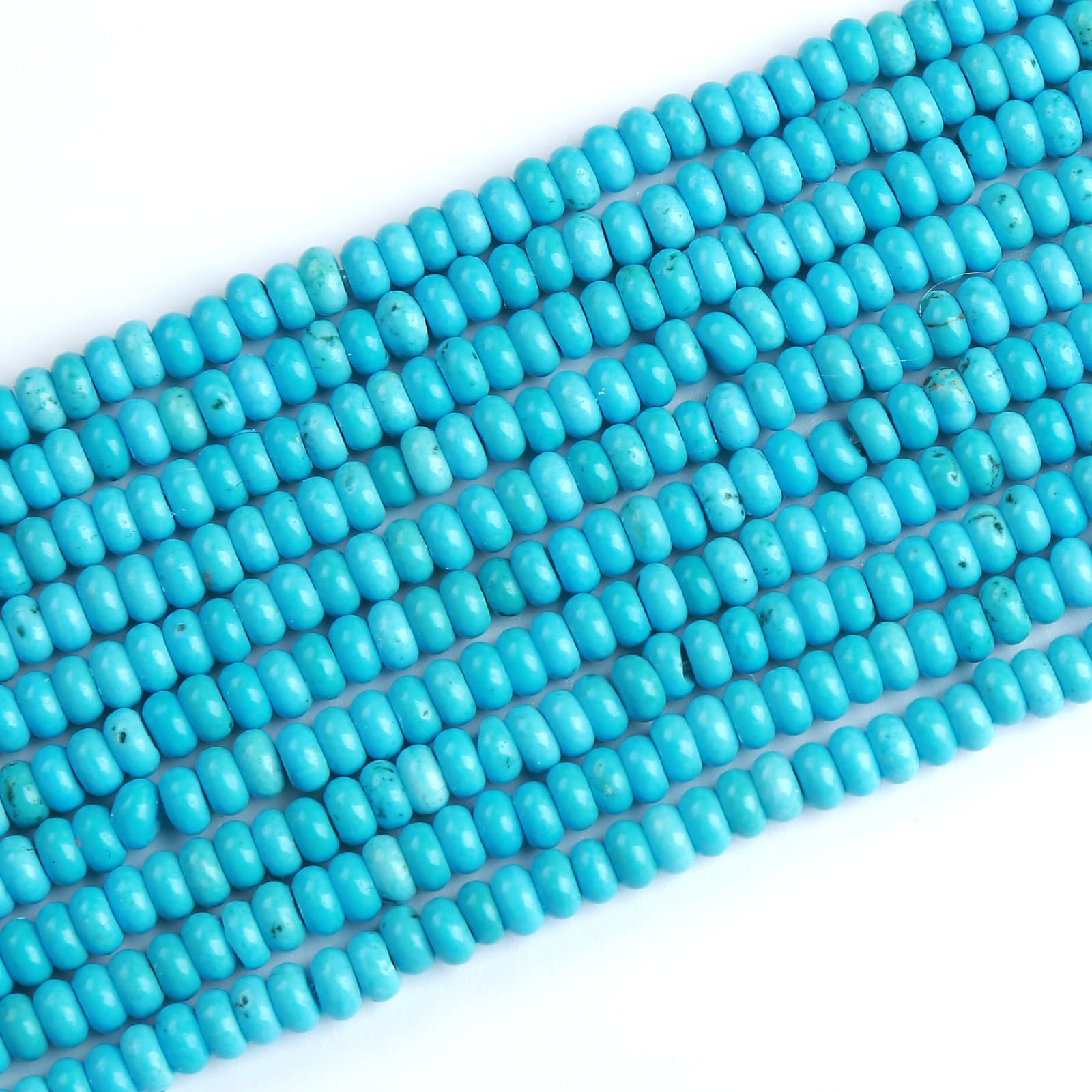 Photo 1 of 150PCS 2x4mm Natural Blue Turquoise Stone Rondelle Beads Abacus Disk Stone Beads Round Loose Spacer Gemstone Beads for DIY Bracelet Necklace Jewelry Making