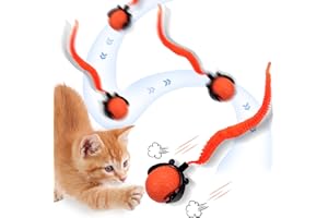 MERNEUO Interactive Cat Ball Toy, Upgraded Automatic Rolling Cat Ball with Tail 2.0 and Type C Cord, Touch Activated Moving Toy for Cats and Dogs (Orange)