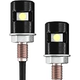 AUTOMAJOR 2pc LED License Plate Tag Light 12V Waterproof 6500K Universal | Cool white. Fits motorcycle trailer ATV UTV Jeep truck car RV. License plate bolt screw light replacement