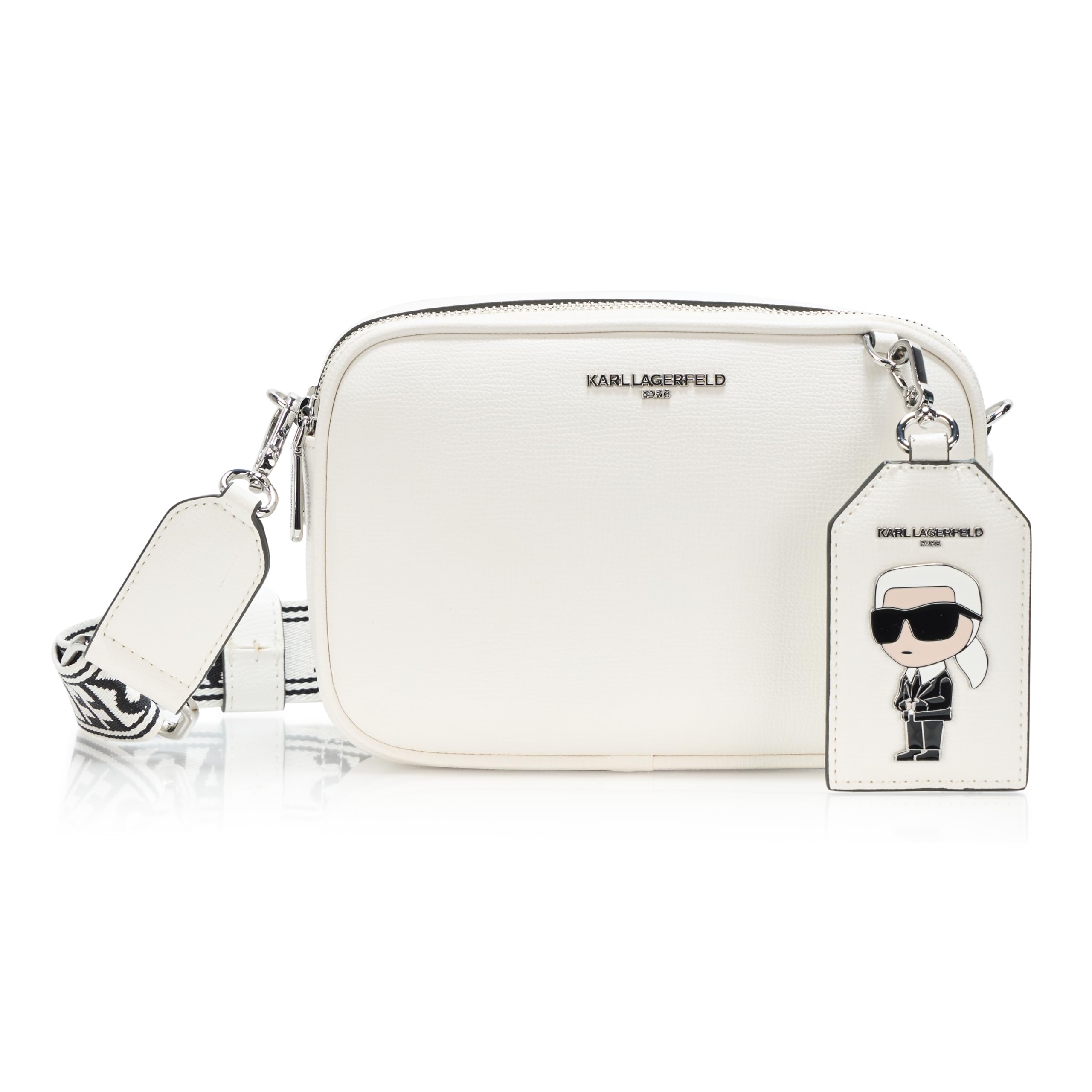 Karl Lagerfeld Paris Legacy Maybelle Crossbody, Winter White/Silv