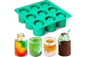 Vidotim Shot Glass Silicone Molds 9-Cavity Round, Silicone Baking Set For Chocolate, Candy,Ice Cube Trays for Freezer Green