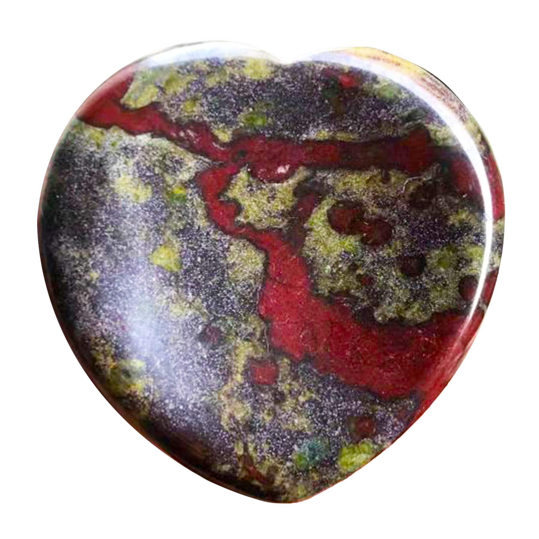Fekuar Natural Dragon Bloodstone Crystal Thumb Worry Stone, Hand Carved Healing Crystal Heart Shaped Stone for Anxiety Stress Relief Meditation 1.5"