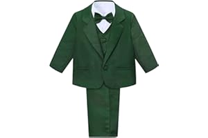 A&J DESIGN Baby Tuxedo 5-Piece Set Jacket & Shirt & Vest & Pants & Bowtie 6 Months - 3T