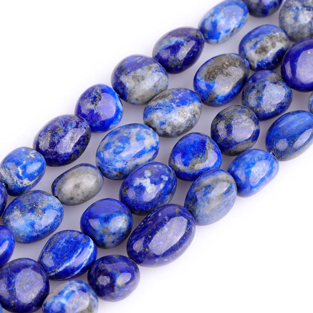 Sweet & Happy Girl's Store 9X12mm Freeform Potato Shaped Gemstone Lapis Lazuli Beads Strand 15 Inch Jewellery Making Beads