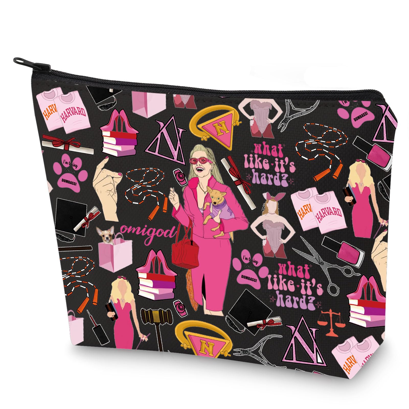 WZMPA Elle Woods Makeup Bag Elle Woods Fans Gifts Omigod Elle Woods Zipper Pouch Bag Elle Woods Merchandise (What Like It's Hard BL)