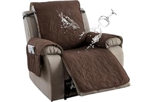 YUEANG 100% Waterproof Recliner Chair Cover, Recliner Chair Covers for Reclining Chair, Non-Slip Fabric Recliner Couch Cover for Living Room, for Pets Kids Protector, Washable