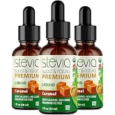 Caramel Premium Quality Stevia Drops. Organic Liquid Stevia, Sugar Substitute, Naturally Sweet, Non-Bitter, 0 Calorie, 0 Carb, NON-GMO, Diabetic &amp; Keto Friendly (1oz) Glass Bottles (Pack of 3)