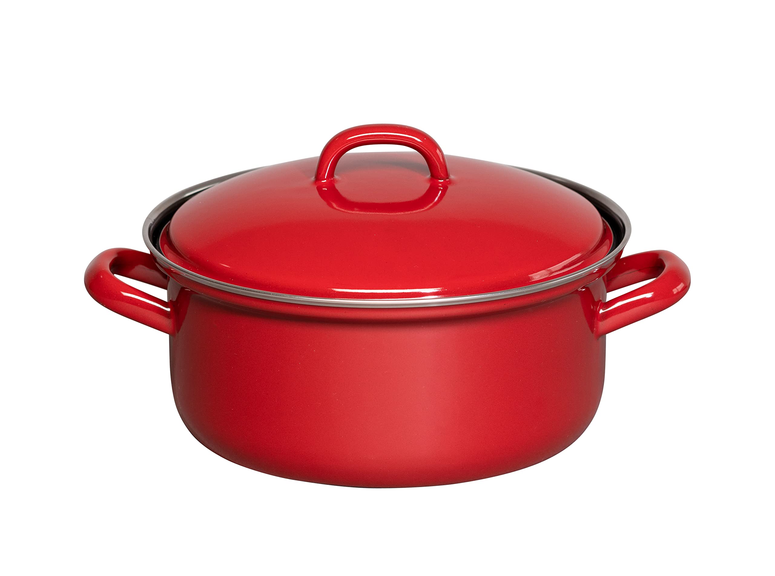 Riess, 0129-020, Casserole Dish Cookware with Lid, Cooking Pot 18 cm, 1.5 L, Classic, Colour Red, L x W x H: 25.2 x 19.8 x 13.3 cm, Weight 1.099 kg