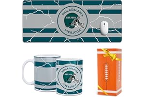 GYOTHRIG Football Fan Coffee Mug Cup and Large Desk Mat Set Philadelphia Themed Mouse Pad Merch Shop Men Women Sport Stuff Gear Apparel Memorabilia Eagles Team Decor Desk Accessories Cool Special Present Gift