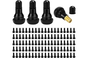 DUEILGO 100PCS TR412 Tire Valve Stems, Black Rubber Snap-in Valve Stems for Tubeless 0.453 Inch 11.5mm Rim Holes on Standard Vehicle Tires