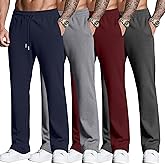 Neer 4 Pack Men's Sweatpants Joggers with Pockets Open Bottom Gym Athletic Pants Baggy Workout Casual Running Clothing