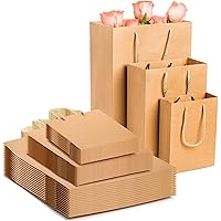 Lyellfe 45 Pack Brown Kraft Paper Bags, Heavy Duty Bag with Handle, Assorted Recyclable Shopping Bags for Birthday, Wedding, 
