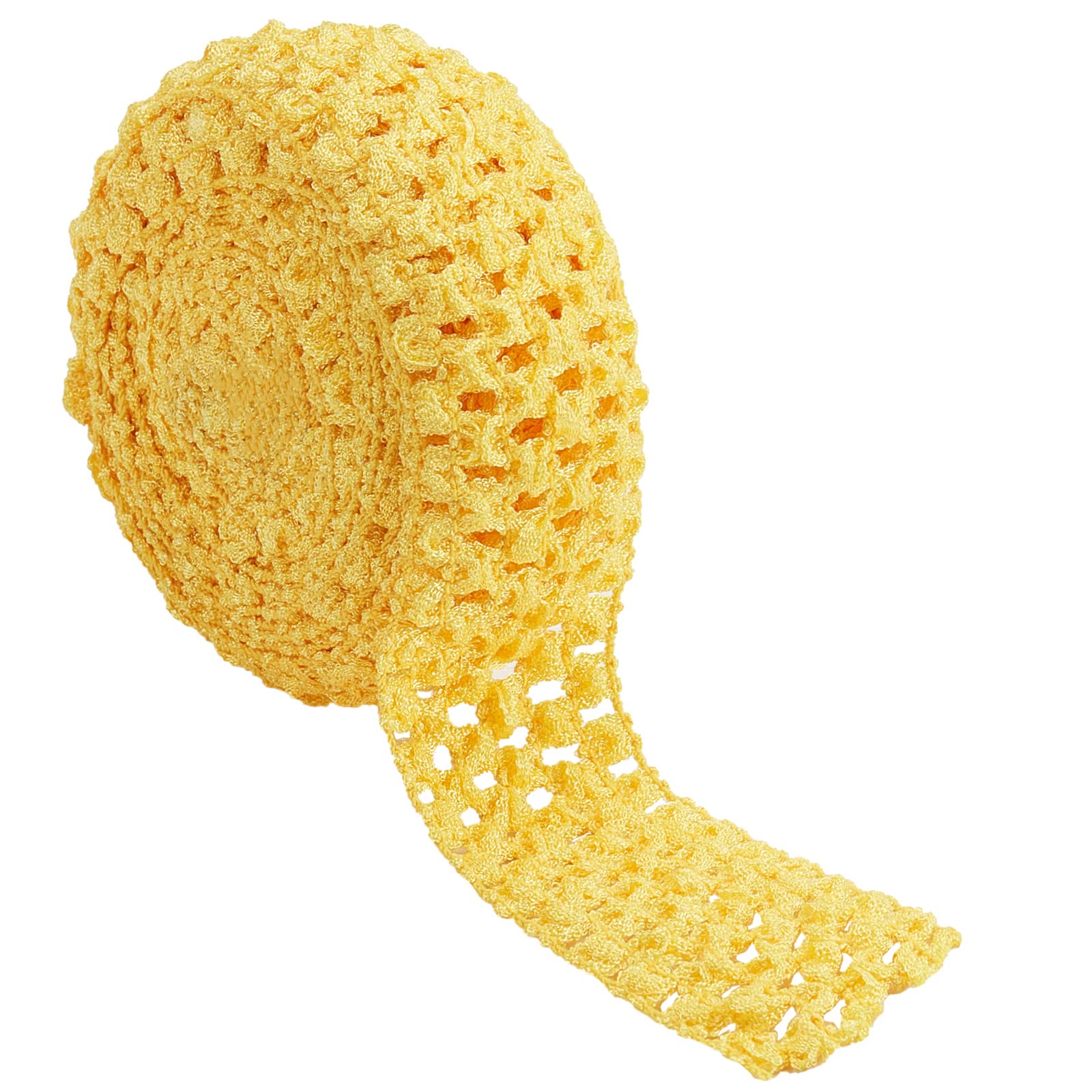 GORGECRAFT 5.5 Yards 1.6" Wide Elastic Crochet Headband Ribbon Polyester Crochet Stretch Trim Fabric for Hair Accessories Tube Top Hair Band Making, Yellow