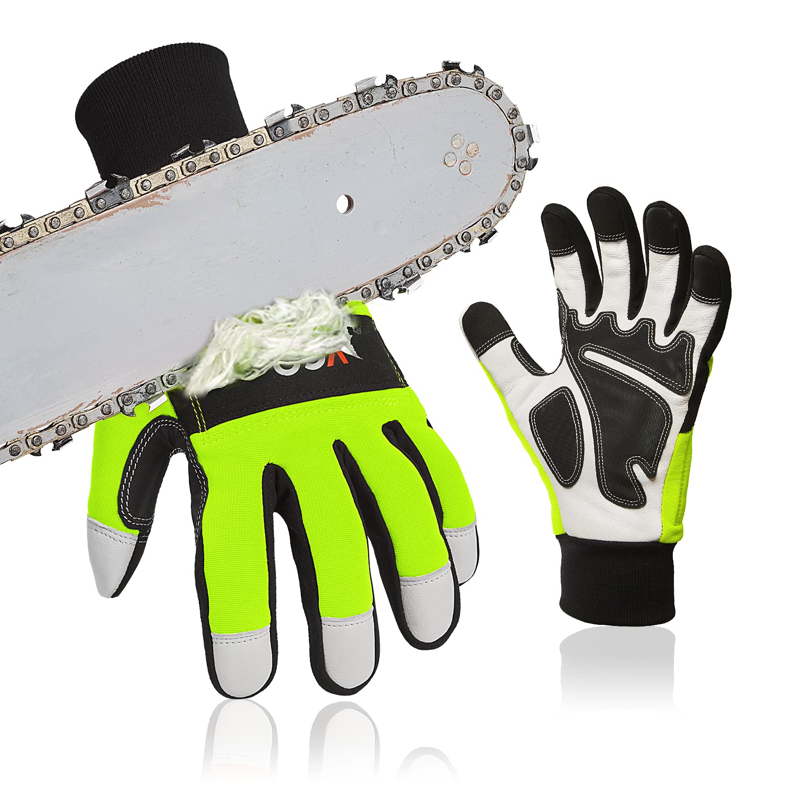 Vgo... Chainsaw Gloves 12-Layer Protection on Left Hand, Safety Forestry Work Gloves with Touchscreen in Goat Leather(S,1Pair) — image 1