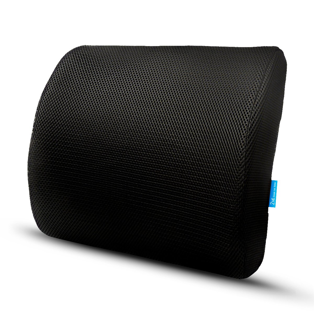 Lumbar Support Cushion Pillow by 2ME - Lower Back Support (Premium Ergonomic Memory Foam), Ideal Back Pillow for Computer/Office Chair, Car, Sofa, Recliner - Cool Mesh Fabric