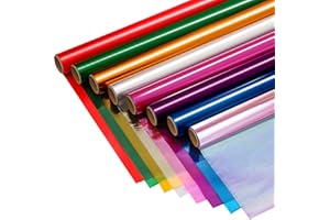 woric 8 Rolls Colored Cellophane Wrap Extra Wide (34In x 10Ft) Transparent Cellophane Paper Roll for Gift Baskets Gift Wrapping DIY Crafts Project Christmas Decoration