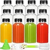 Apidgrowth Juice Bottles - 8oz Bottles with Lids, 12 pcs Plastic Juice Containers with Caps Reusable Drink Containers for Juice Milk Coffee Water Smoothie and Other Beverages,Christmas gift