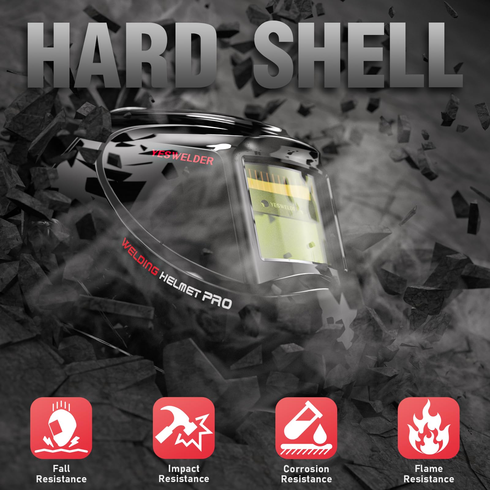 YESWELDER Auto Darkening Welding Helmet, Blue Light Blocking, 1/1/1/1 True Color Solar Powered Welding Hood with 2 Arc Sensors, Wide Shade 3.5/9-13 Welder Mask for TIG MIG ARC and Grind