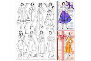 GLOBLELAND Vintage Women Clear Stamps for DIY Scrapbooking Retro Lady Silicone Stamp Seals 8.3x5.8inch Transparent Stamps for Cards Making Photo Album Journal Home Decoration