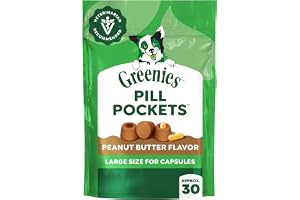 Greenies Pill Pockets Large Size Dog Treats, Peanut Butter, 7.9 oz | Vet-recommended, masks pill smell & taste, moldable text