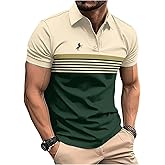 SOLY HUX Men's Striped Color Block Golf Shirt Short Sleeve Collared Casual Work Shirts