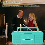 WISCENT Vintage Portable Cassette Player Boombox Bluetooth USB AM FM Teal view 8