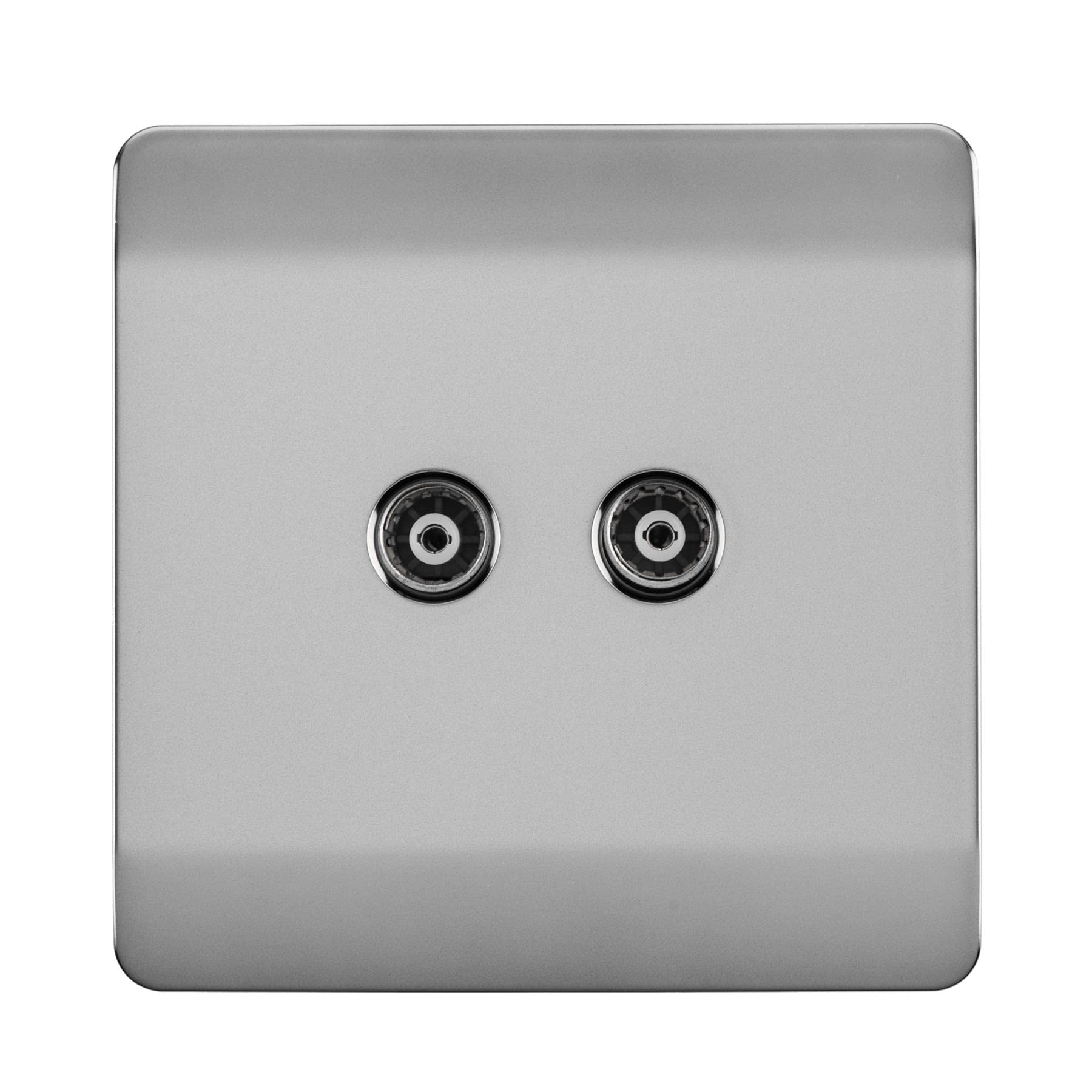 Trendi Artistic Modern Glossy Tactile 2 Gang TV Socket Stainless Steel