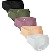 Angelhood 5 Pack Maternity Underwear Seamless, Pregnancy Postpartum Panties Wave Edge No Show Bikini Under Bump