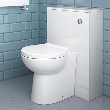 500 Mm White High Gloss Back To Wall Unit Cabinet Bathroom